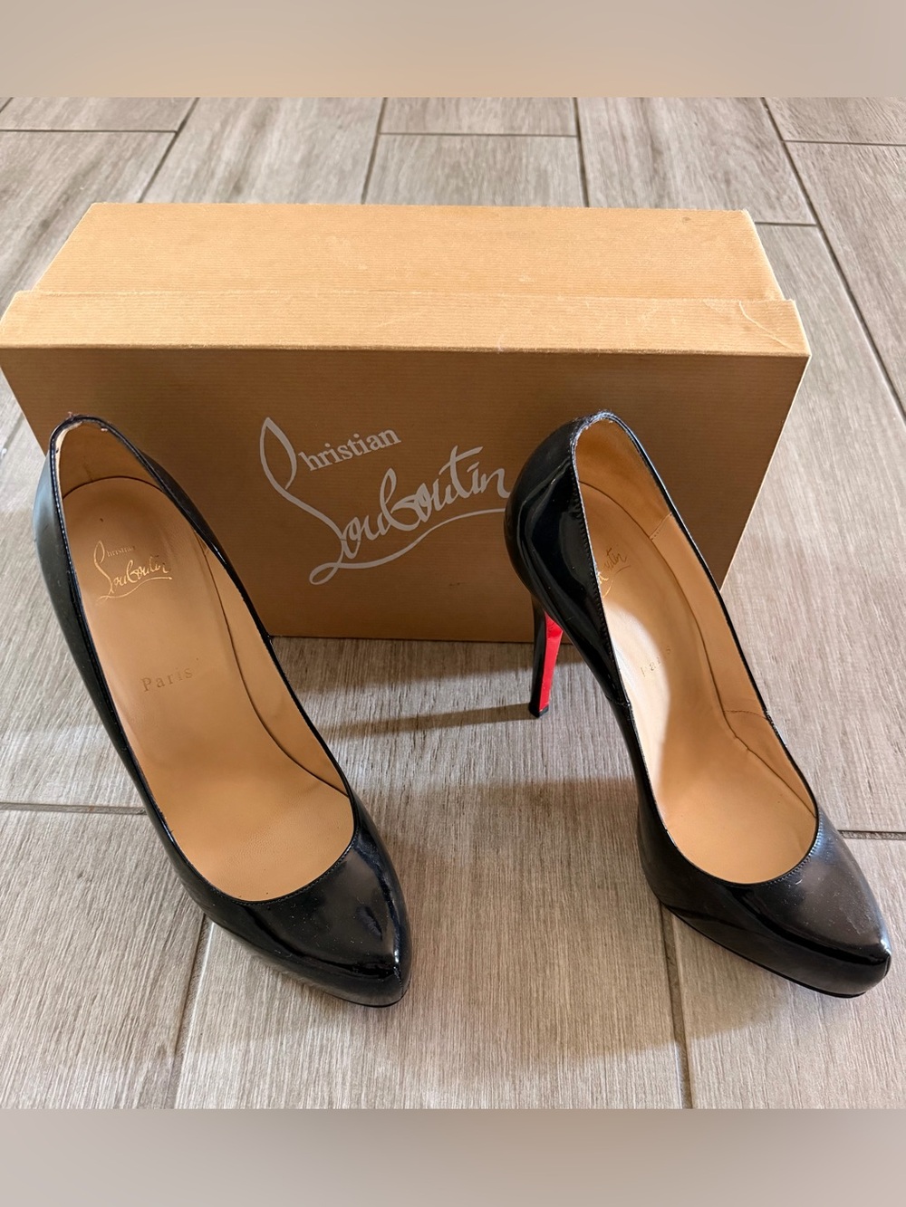 Christian Louboutin Rolando 120 Patent Calf Pumps in Black size 40.5
